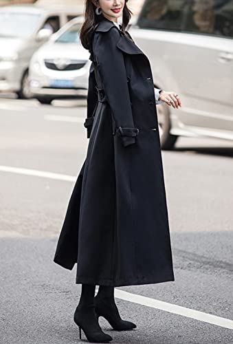 chouyatou Women's Fall Dressy Office Double Breasted Maxi Long Trench Coat Overcoat3