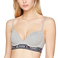 Tommy Hilfiger Women's Modern Cotton T-Shirt Bra, Black/Grey HTR, 14 A