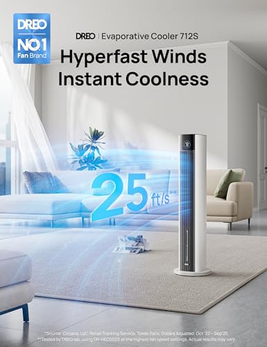 Top 11- Best Fan That Blows Cold Air Like AC (Without the Installation, the Noise, or the Power Bill) 5 DREO Evaporative Air Swamp Cooler, 43' Cooling Fans that Blow Cold Air 2026 Upgraded, 80° Oscillating Floor Fan for Bedroom, Easy Cleaning, APP Control, Ice Packs, 4 Speeds & 4 Modes, 12H Timer, White