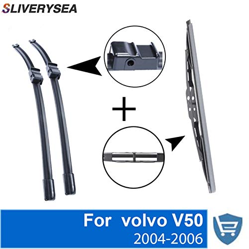 Wipers Hukcus Front and Rear Wiper Blade no Arm For volvo V50 2004-2006 Natural Rubber windscreen 26''+20''