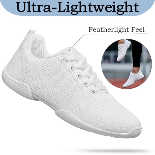 Image of Girls White Cheerleading Shoes Lightweight Competition Tennis Shoes Women Hip Hop Gymnastics Dance Sneakers