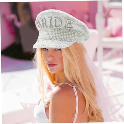 Chapeau de mariée capitaine blanc élégant pour fête d'enterrement de vie de jeune fille unique - 6
