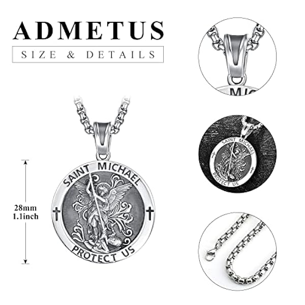 ADMETUS Collar de plata de ley 925 con diseño de patrón para hombre, con cadena Rolo de 2,5 mm y 2 pulgadas