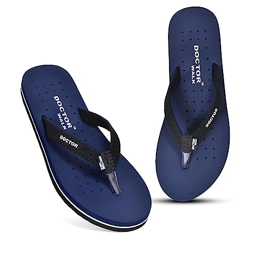 Image of Doctor Walk Orthopaedic Flip Flops, Black, Cushioned Footbed with Anti-Slip Sole Slipper for Women's