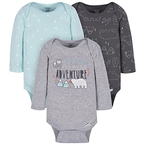 Image of Gerber Baby-Boys 3-Pack Long Sleeve Onesies Bodysuit
