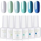 AwsmColor Gel Nail Polish Set, Tranquil Teal Color LED Soak Off Nail Gel Polish Kit Green Blue White...