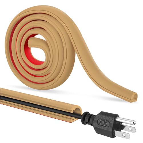 Self-Adhesive Cable Hider, Flexible Wire Cover Cable Raceway for Wires, Wall Mount TV, Home Audio, Network, Power, and Phone Line Managemen (Light Brown, 118inch)