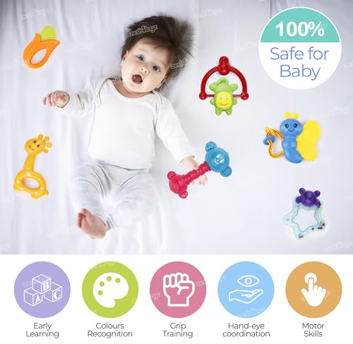 Image of Zest 4 Toyz Baby Rattle Toy, 6-12 Months Rattles and Teether for Babies Lovely Attractive Non Toxic Rattles for Kids (Pack of 7)
