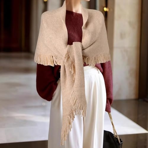 Pashmina Shawl Wraps With Tassels, Womens Solid Color Shawl, Cardigan Cape Wool Cashmere Shoulder Top Sweater Scarf2