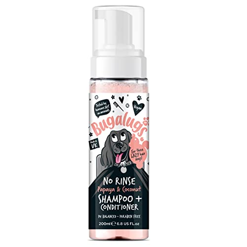 BUGALUGS Dog Conditioner with Papaya & Coconut dog perfume best grooming Conditioner for dogs puppy & smelly pet that detangles & moisturises use with dog shampoo cologne
