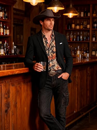 Image of Barry.Wang Men's Vintage Corduroy Blazer Jackets Business Casual Sport Coat | 2 Button,Notch Lapel,Patch Front Pockets,Regular Fit,Daily Wear,Office,Country Western Style,Church Gathering,Homecoming