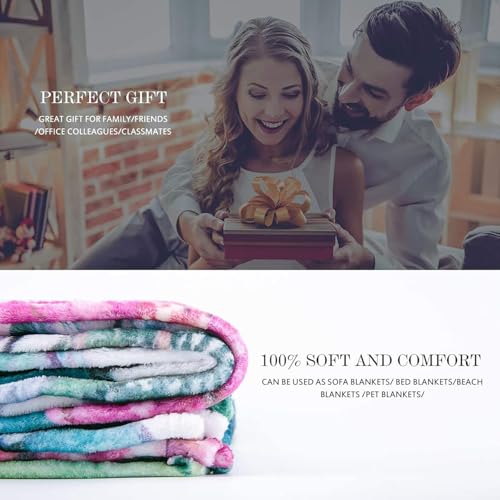 Jekeno Retro Pink Flowers Floral Blanket Birthday Christmas for Women Kids Girls Mom Wife Daughter Sisters Home Bedroom Spring Colorful Decor Mother's Day Plush Throw Blankets 50"x60"