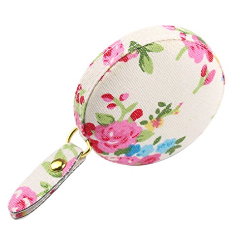 Fabric wrap Retractable Soft Measure Tape for Body Cloth,Weight Loss Measurement,Seamstress,Sewing Tailor,60 inches/150 Centimeters (White Floral, Dia 2.2