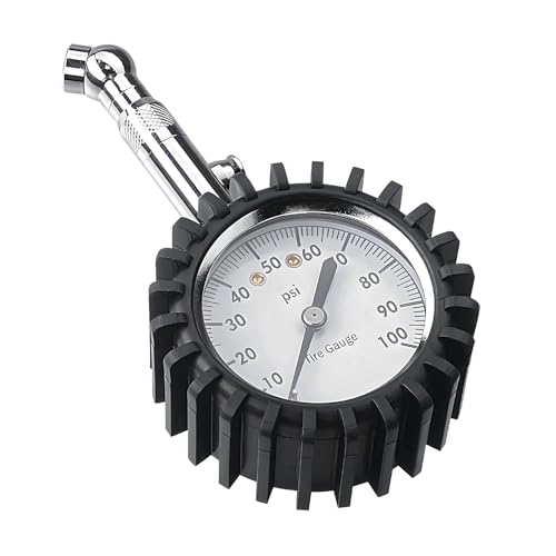 BWBWND Tire Pressure Gauge (0-100 PSI), Air Pressure Gauge with Large 2 Inch Easy to Read Glow Dial, 360° Swivel Chuck Accurate Low-High Tire Gauges Compatible with Car Truck Motorcycle (Silver)