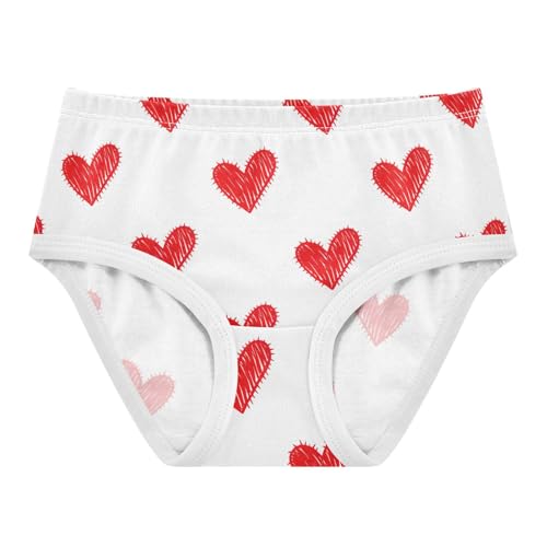 Joisal Valentine Red Hearts White Toddler Underwear Floral 2t Cotton Panties for Girl Colorful Briefs Undies Kids