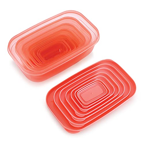 Image of IMOX 7 pcs Bpa free Plastic Fridge Storage Containers, Freezer Containers for Fruits Vegetables Meat Fish Storage Containers (Peach, 100 ml, 150 ml, 290 ml, 580 ml, 1000 ml, 1700 ml, 2700 ml) (1)