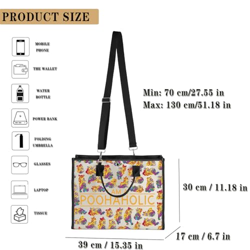 GJTIM Cartoon Bear Gift Cartoon Character Fans Gift Bear Accessories Canvas Bag I Am A Poohaholic Tote Bag2