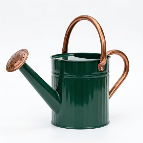 Bamworld Gießkanne Zimmerpflanzen 1,9L (1/2 Gallone) aus Verzinktem Stahl, Kleine Gießkanne mit Langer Tülle für Haus & Garten, Vintage Design Blumengießer - Dunkelgrün