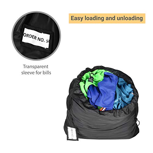 Image of Insular Polyester Strong Waterproof Laundry Bag With Locking Drawstring Closure | Machine Washable Collapsible For Laundry Hamper | Fits Laundry Baskets (Black, 25X30 inches, Pack of 1)