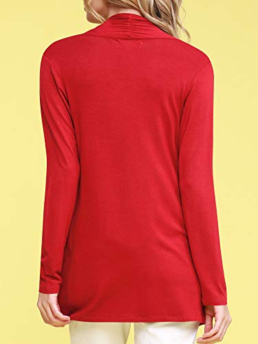 Image of Lock and Love Women's Draped Front Open Asymmetrical Cardigan - Casual Long Sleeve Lightweight Duster