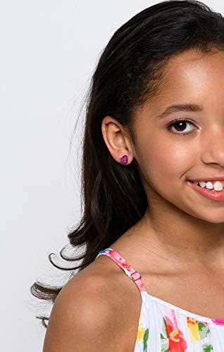 Stainless Steel Glitter Acrylic Heart Stud Earrings 8mm - Image 7