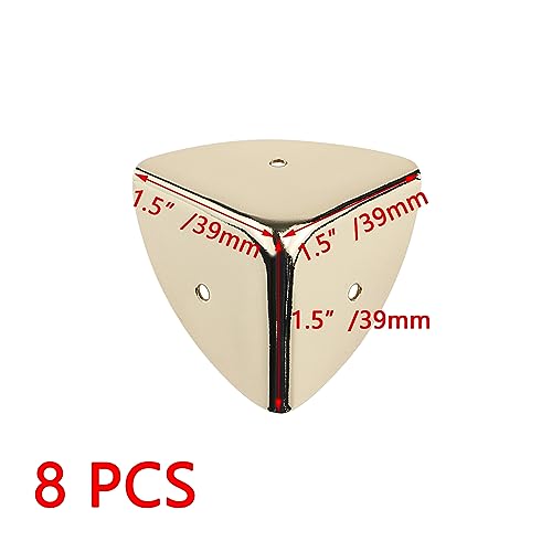 Image of Dnyta 8 Pcs Metal Box Corner Protectors, 1.5 inchx1.5 inchx1.5 inch Gold Furniture Corner Guard Cabinet Decorative Corner Protectors Edge Guard