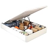 What The Sleep | Canapé Abatible de Madera Gran Capacidad | 135x190 | Montaje y Retirada Usado Incluido | Blanco | 32 cm | Apto Todos Colchones | Esquinas Delanteras Redondeadas | Storage Bed