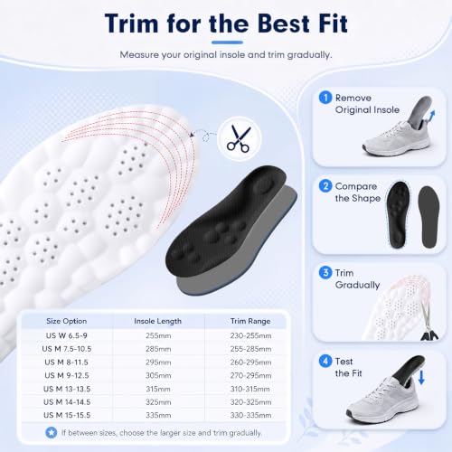 Image of 4D Cloud-Like Comfort Soles for Women - Soft Memory Foam Cushioning Insoles - Trim to Fit Steppers Insoles with Arch Support for Foot Pain Relief and Fatigue Reduction(US W 6.5-9)