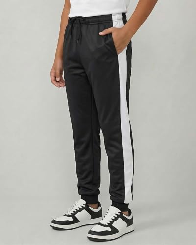 Image of Real Essentials 3 Pack: Boys' Athletic Jogger Sweatpants - Kids Teens Youth Active Sports Pants with Pockets (Sizes 5-18)