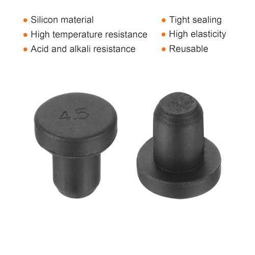 Image of uxcell High Temp Silicone Plug Mount Dia 4.5mm /0.18 inch t Shaped Rubber Stopper Hole Plugs for Powder Coating Plating Waterproof Plugs Sealing Plugs Black Pack of 12(OD 7mm)