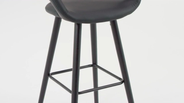 Taburete de bar Flash Furniture color capuchino con asiento de vinilo negro, altura fija, grado comercial miniatura 7