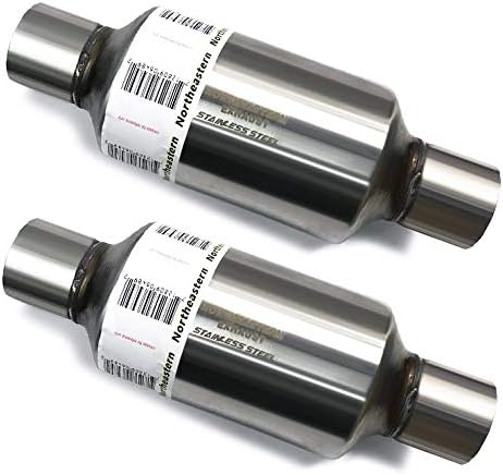 Pair of single chamber universal performance race round mufflers 2.5"