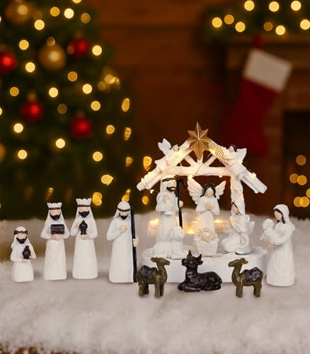 La mejor selección de Nacimientos los 5 mejores. 50 Juego de pesebre navideño de 14 piezas con cuna para decoración de pesebre interior. Figuras de la historia del nacimiento, set de pesebre, decoración miniatura religiosa....