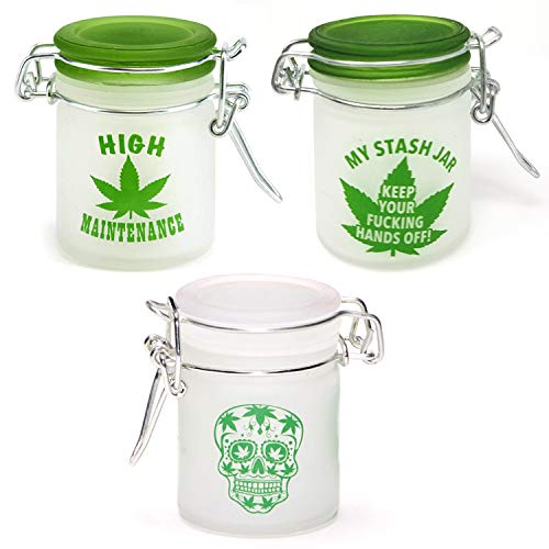 Airtight Glass Herb Stash Jar Set of 3 - My Stash Jar, High