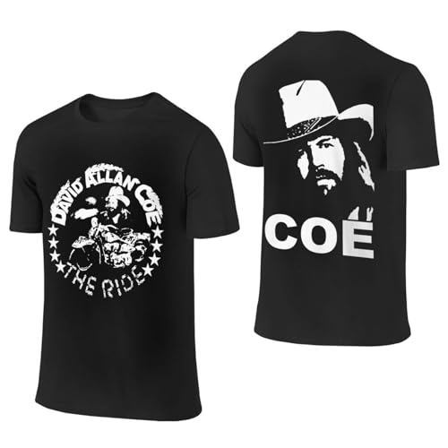 KYUHTG David Allan Music Coe Men's Casual Double Sided Design Short Sleeve Crewneck Cotton T-Shirt Athletic Tee Top Black Large