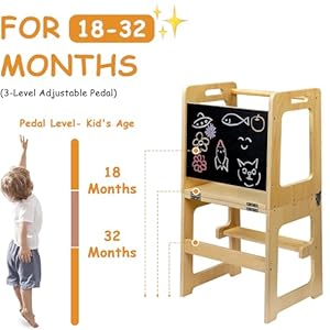 VECELO Foldable Toddler Tower Kitchen Stool for Kids, Learning Tower with Anti-Tip Railing, Sturdy Frame, Stable, Anti-Slip, Toddler Kitchen Stool Helper with Chalkboard for Kitchen, Bathroom VECELO Foldable Toddler Tower Kitchen Stool for Kids Learning Tower with Anti Tip Railing Sturdy Frame Stable Anti Slip Toddler Kitchen Stool Helper with Chalkboard for Kitchen Bathroom