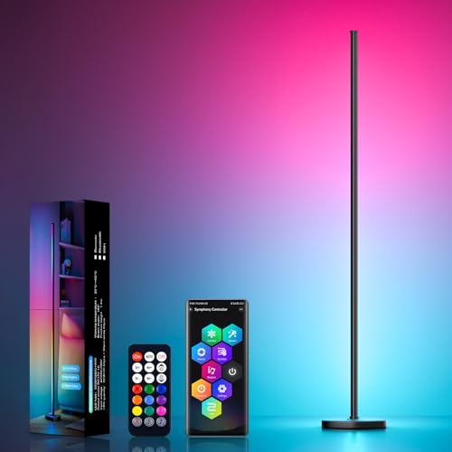 MIWATT Smart Corner Lampada da Terra LED, Controller APP mobile Piantana da Terra RGB Dimmerabile...