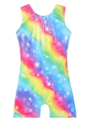 Leotards for Girls Gymnastics Toddler Dance Biketards Mermaid Unicorn Athletic Dance Wear Shiny Rainbow Blue Hotpink