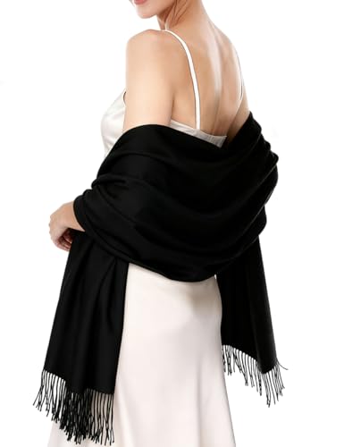 Ease Leap Cachemire Hiver Chaud Écharpe Pour Femmes Pashmina Châle Wrap Hommes Grandes Écharpes Douces pour Autum et Hiver 200cm x 70cm,Noir,78.7 x 27.6 Pouce