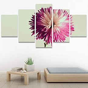 SIGNWIN 5 Panel Canvas Wall Art Bright Flowers...