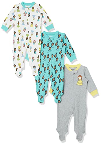 Amazon Essentials Disney L Marvel L Star Wars Unisex Babies' Cotton Footed Sleep And Play, Pack Of 3, Princess Wish, 6 Months #TOP13