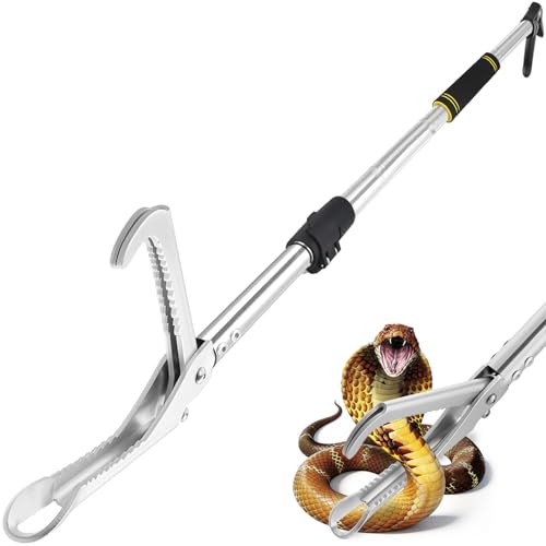 Professional Snake Tongs Reptile Grabber 69 Heavy Duty Stainless Steel Snake Catcher with Adjustable Lock & Non-Slip Grip Foldable Humane Snake Removal Tool for Home Garden Outdoor Wildlife Control