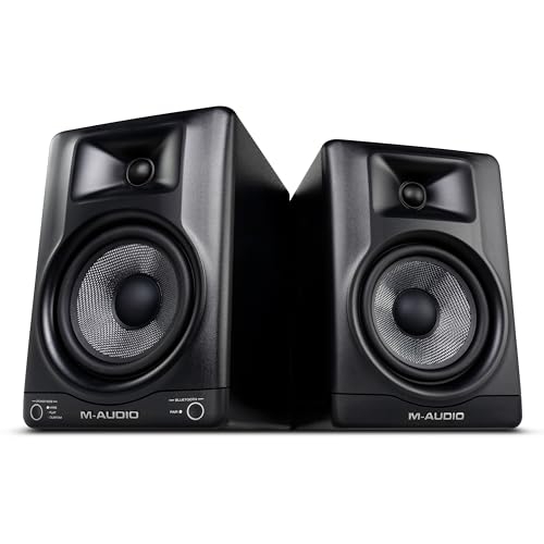 M-AUDIO BX5BT Pareja de Monitores de Estudio Activos de 5 Pulgadas con DSP y Bluetooth con Control App para Producción Musical, Edición de Vídeo, Creación de Contenido y Podcasting