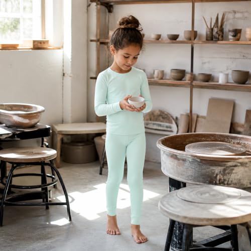 Image of Kids Boys Girls Soft 2-Piece Solid Long Sleeve Shirt and Pants Set