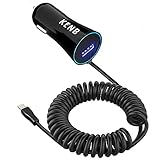 iPhone Car Charger - 24W/4.8A Fast Car Charger Adapter with Built-in Coil Cord, Lightning Fast Charging for iPhone 13/12/11/Xs/XS Max/XR/X/8/7/6s/6 Plus and Universal USB Port for Android Phones