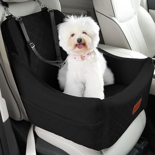 WOOAIDAGG Dog Car Seat for Medium Sized Dog,Pet Travel Car Bed with Seat Belt Channle,Fully Detachable and Washable Car Dog Seat with Adjustable Straps,3 Straps Easy to Install (Black)