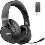 H300 Wireless Headphones Bluetooth with Microphone, Over Ear Headsets with Environmental Noise Cancelling Retractable Mic, USB Dongle & Mute for Office Laptop Computer Chromebook Smartphone