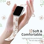 Witzon Floral Band Compatible with Apple Watch Bands For Women 40mm 41mm 38mm 42mm 44mm 45mm 46mm 49mm, Engraved Cute Flower Silicone Inlay Dressy Strap for iWatch Series 10 9 8 7 6 5 4 3 2 SE Ultra - Image 3