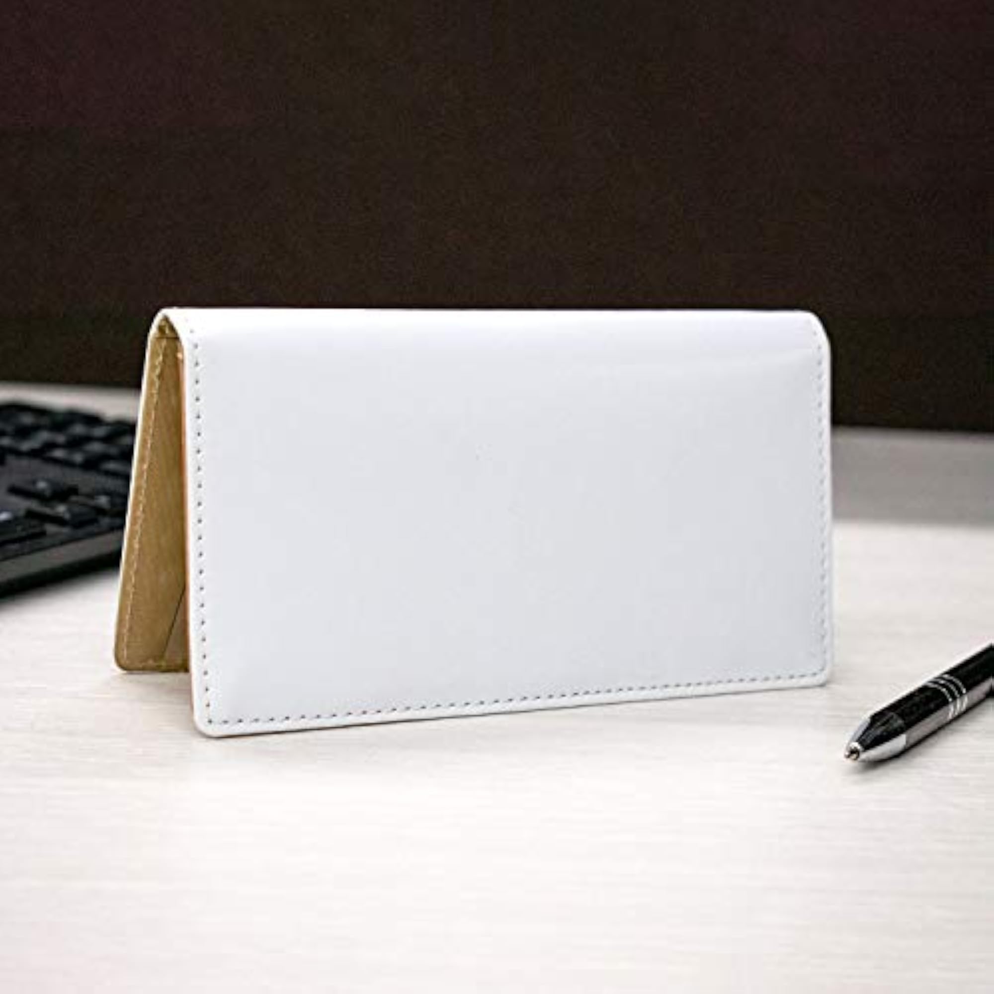PU Leather Checkbook Cover, Flat White
