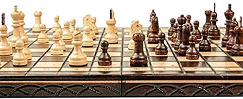 GeRRiT Juego de ajedrez portátil, Tablero de Madera con 100 Campos, Juego para Adultos y niños con Piezas Grandes, Caja Plegable portátil de 40 x 40 cm